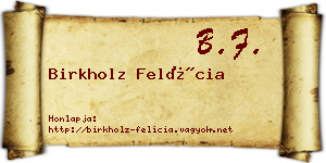 Birkholz Felícia névjegykártya